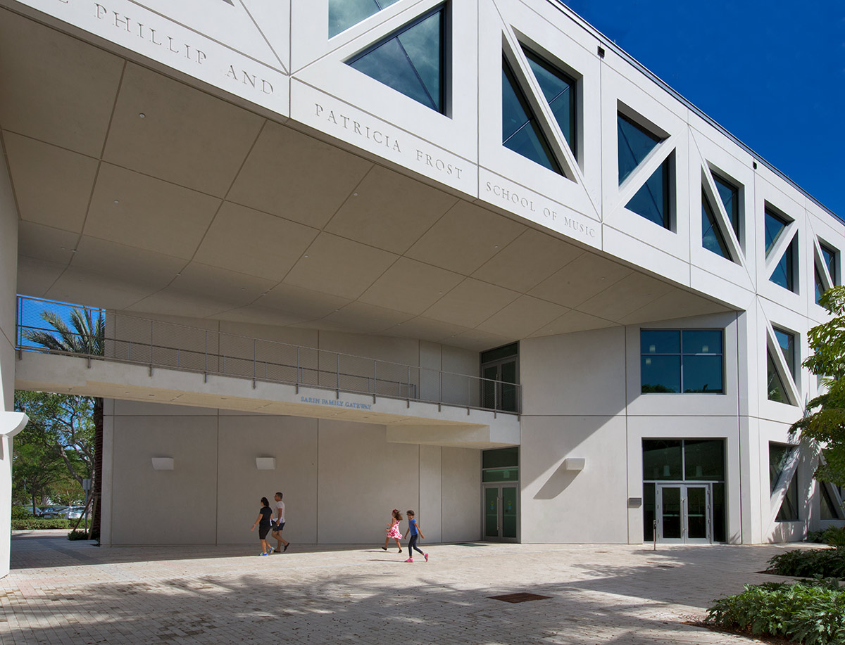 Architectural detail view of the UM Frost School of Music - Miami, FL 